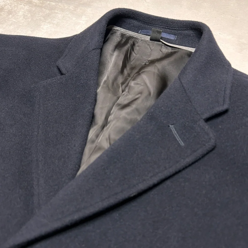 J. Crew Ludlow‎ Topcoat Overcoat Mens Size 36R Cashmere Wool Blend Blue Italy